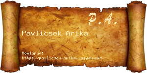 Pavlicsek Arika névjegykártya